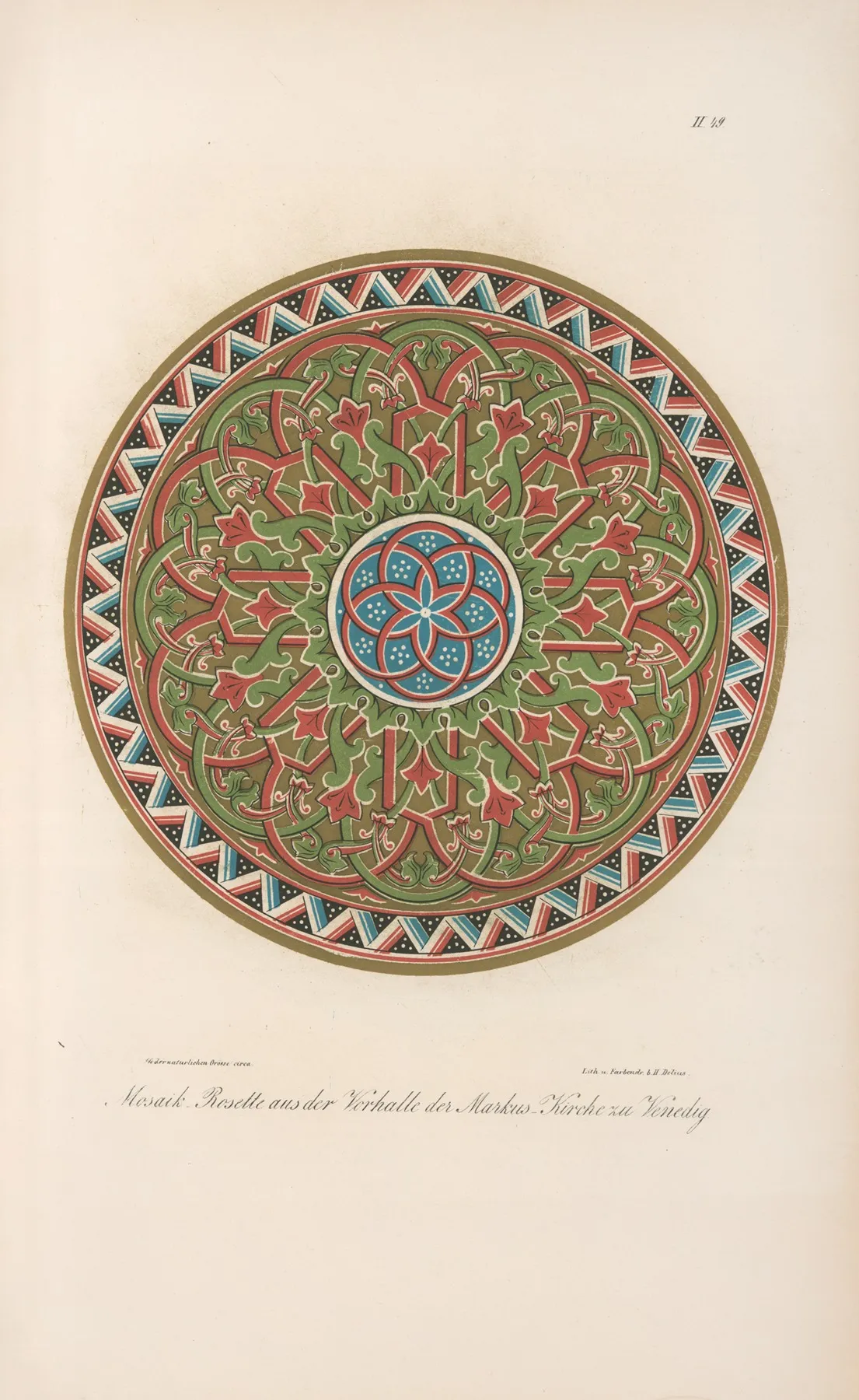 Mosaik Rosette Aus Der Vorhalle Der Markus Kirche Zu Venedig Wall Art by Friedrich Maximilian Hessemer - High-Resolution Digital Print