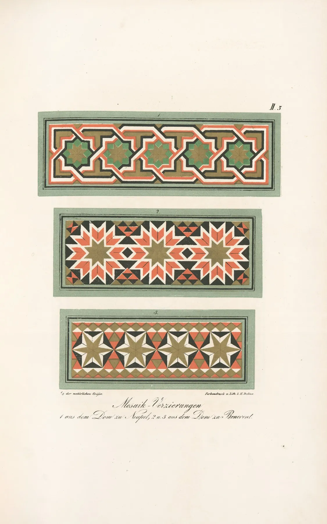 Mosaik Verzierungen 1 Aus Den Dom Zu Neapel 2 U 3 Aus Dem Dom Zu Benevent Wall Art by Friedrich Maximilian Hessemer - High-Resolution Digital Print