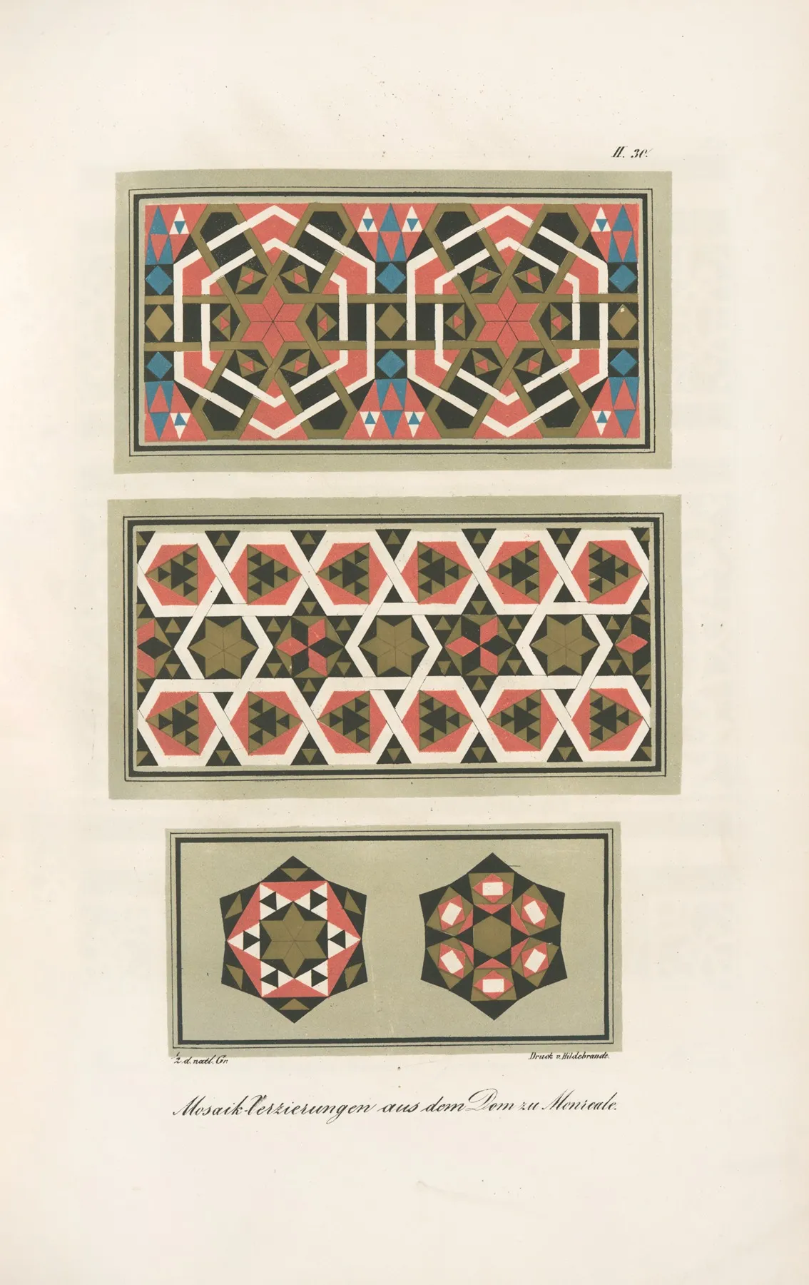 Mosaik Verzierungen Aus Dem Dom Zu Monreale 3 Wall Art by Friedrich Maximilian Hessemer - High-Resolution Digital Print