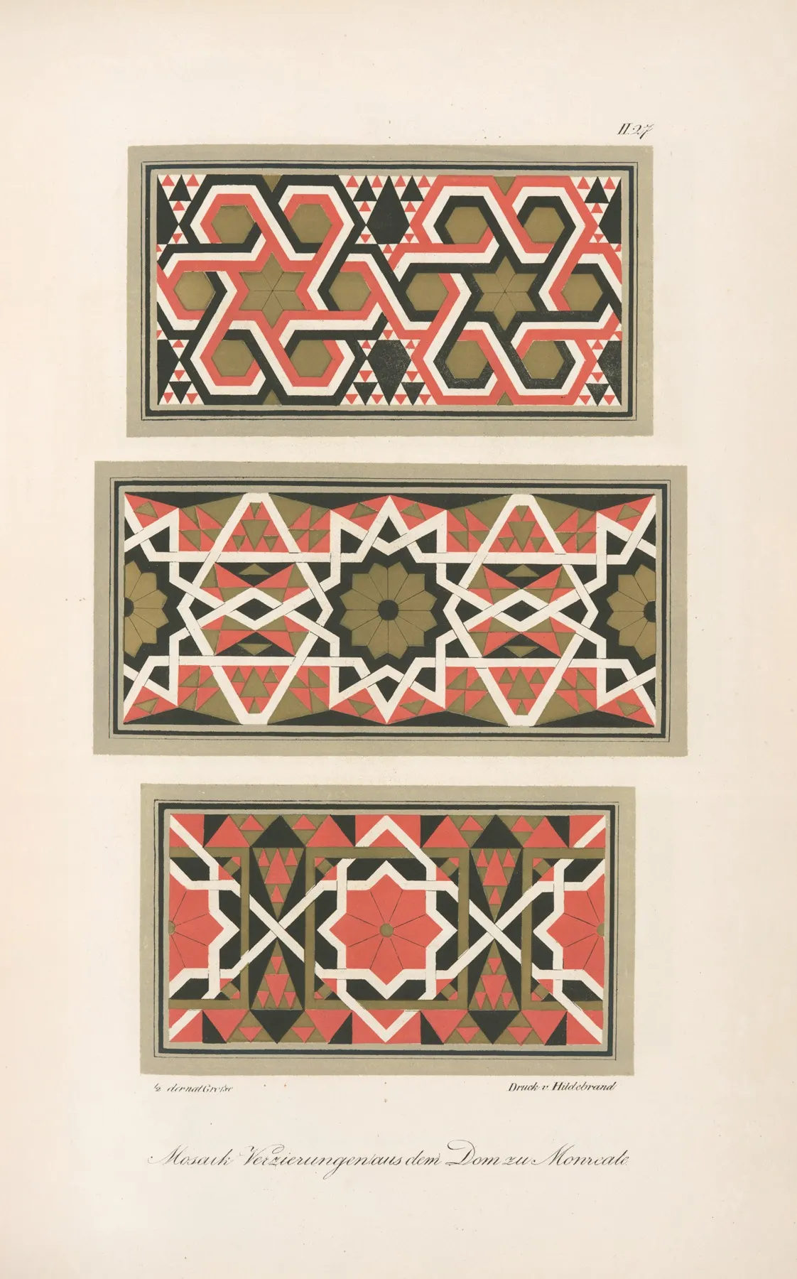 Mosaik Verzierungen Aus Dem Dom Zu Monreale 4 Wall Art by Friedrich Maximilian Hessemer - High-Resolution Digital Print
