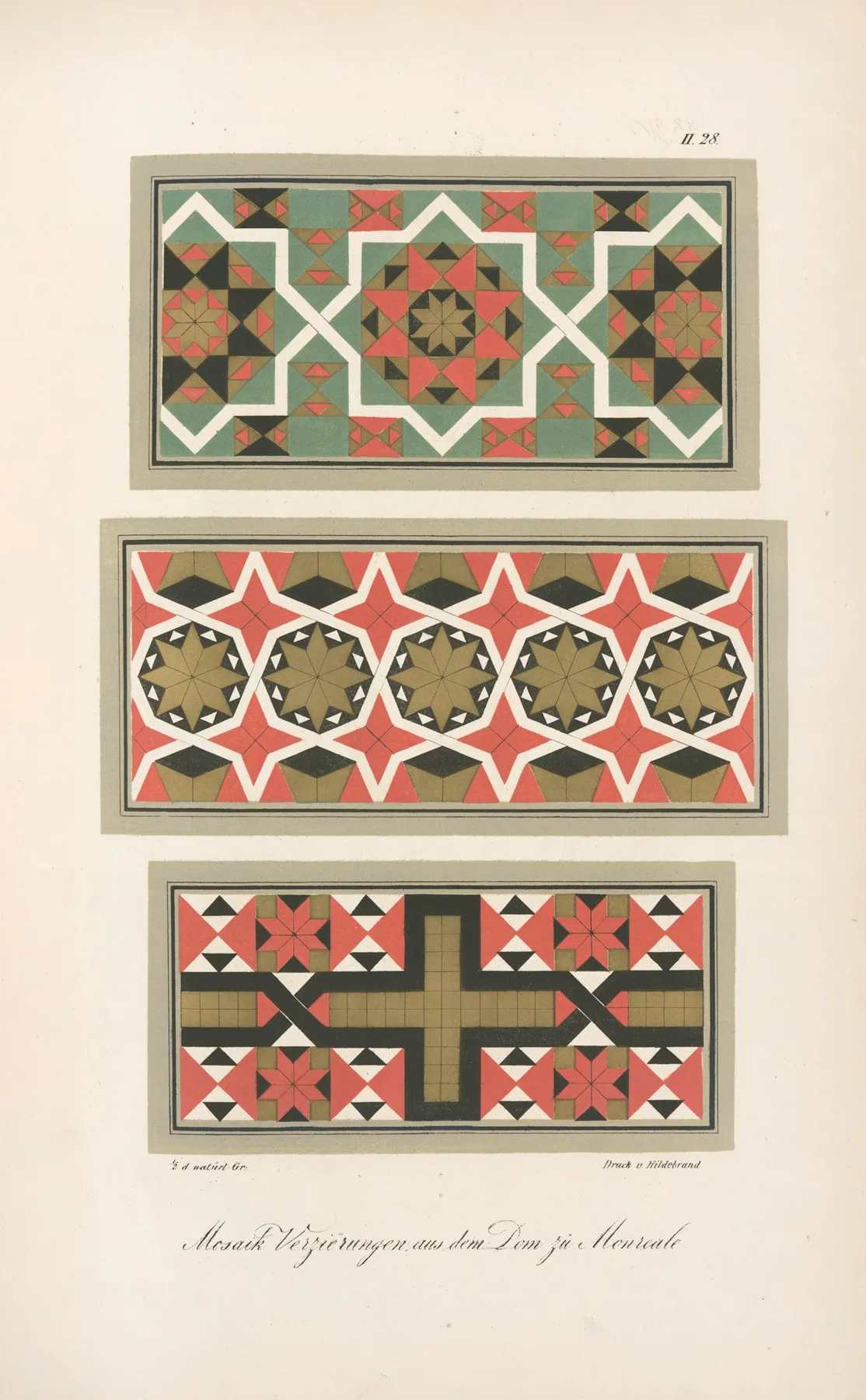 Mosaik Verzierungen Aus Dem Dom Zu Monreale Wall Art by Friedrich Maximilian Hessemer - High-Resolution Digital Print