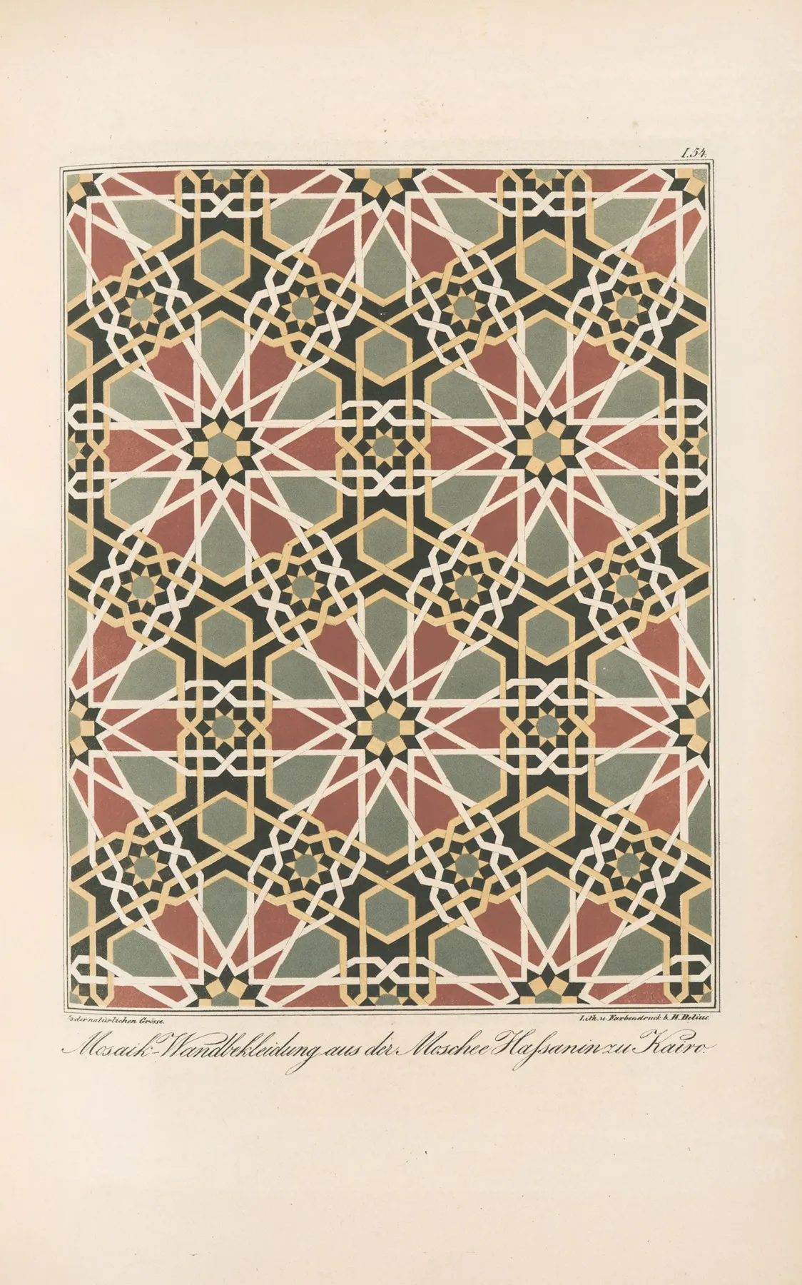 Mosaik Wandbekleidung Aus Der Moschee Hassanin Zu Kairo Wall Art by Friedrich Maximilian Hessemer - High-Resolution Digital Print