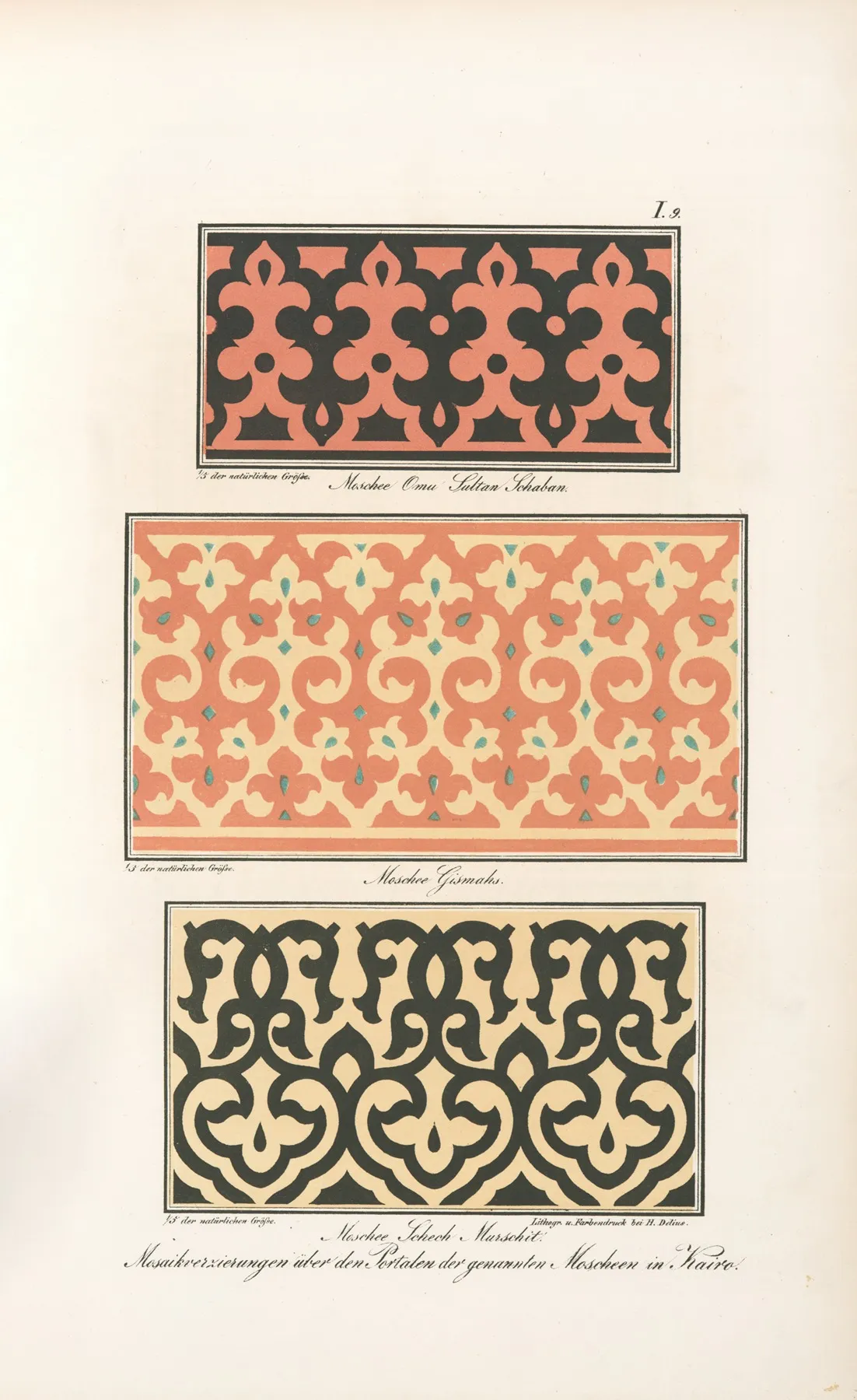 Mosaikverzierungen Uber Den Portalen Verschiedener Moscheen Moschee Omu Sultan Schaban Moschee Gismaks Moschee Schech Murschit Wall Art by Friedrich Maximilian Hessemer - High-Resolution Digital Print