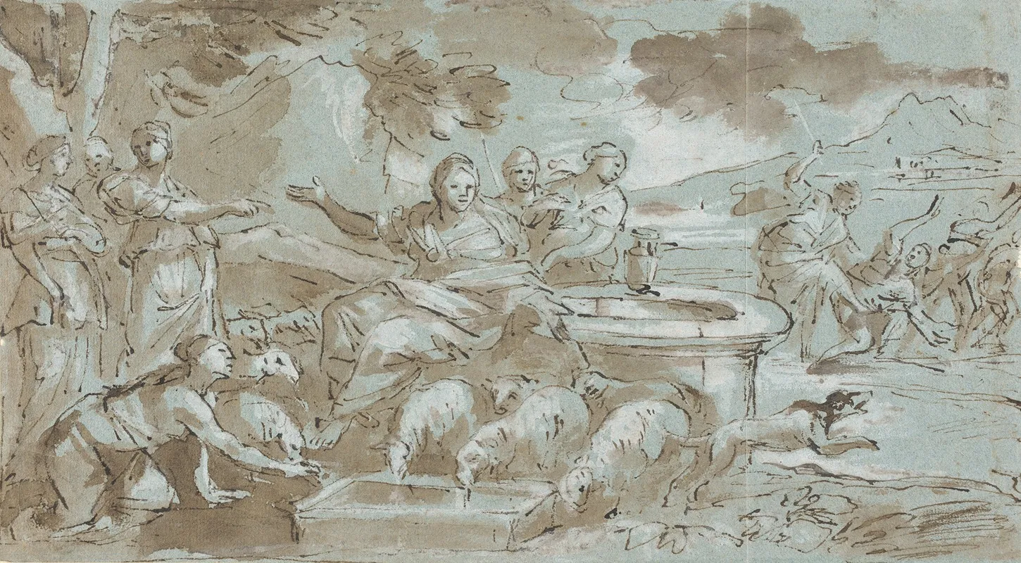 Moses And The Daughters Of Jethro 2 Wall Art by Giovanni Peruzzini - High-Resolution Digital Print