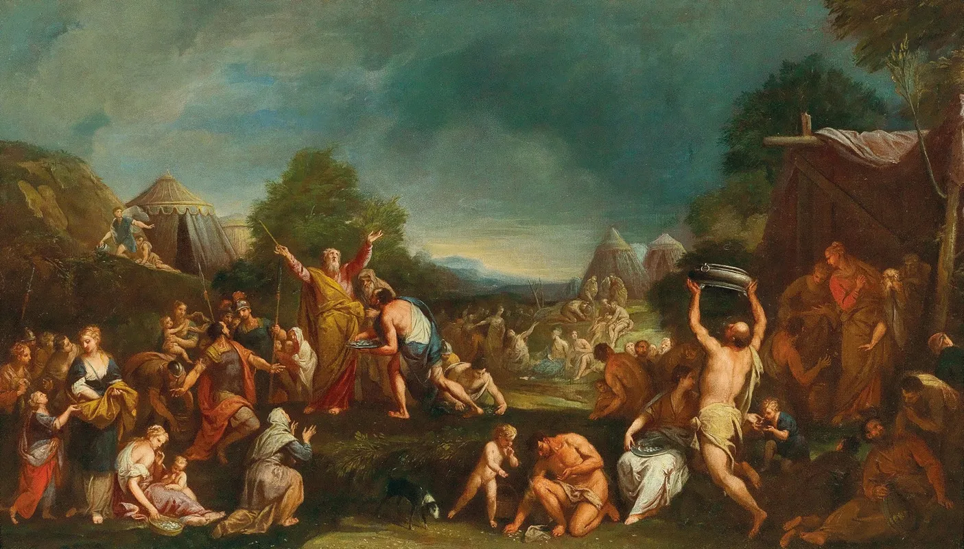 Moses And The Gathering Of The Manna By The Israelites Wall Art by Gregorio Lazzarini - High-Resolution Digital Print