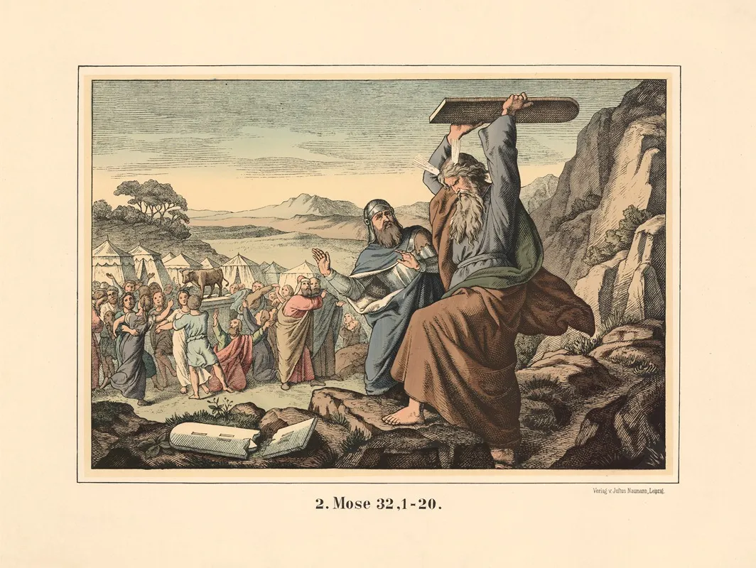 Moses Breaks The Tablets Of The Law Wall Art by Karl Gottlob Schönherr - High-Resolution Digital Print