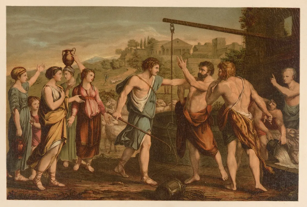 Moses Defends Jethros Daughters Wall Art by Jan Ladislaw Sýkora - High-Resolution Digital Print