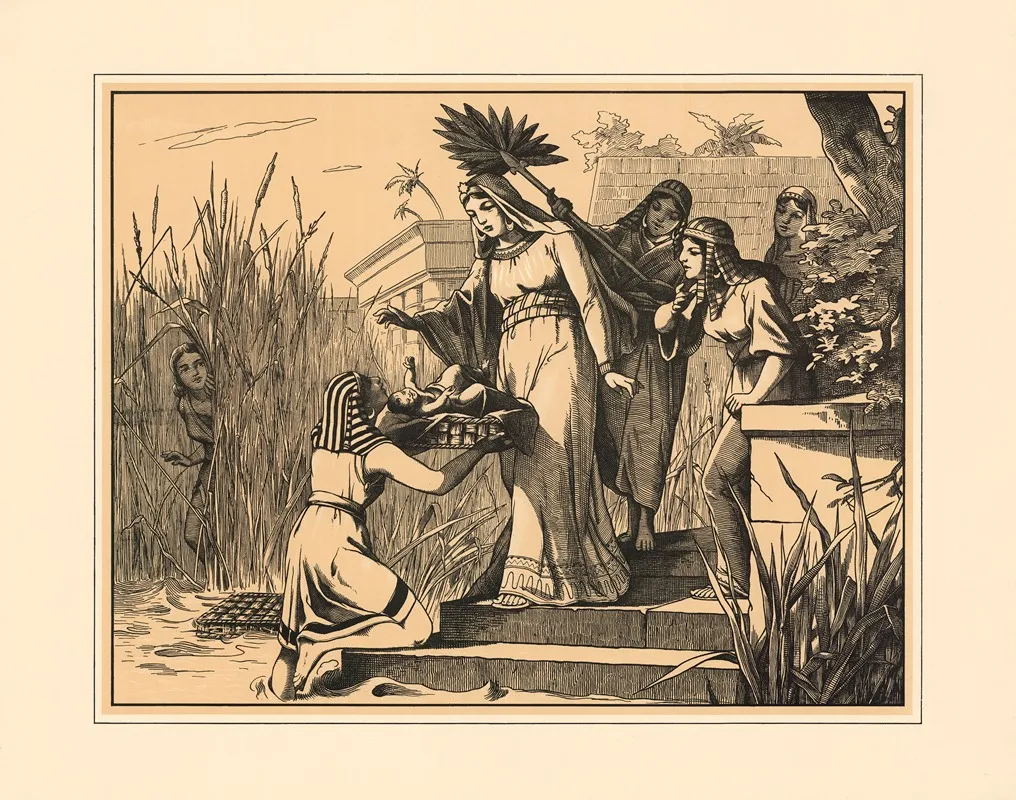Moses Is Saved By Pharaohs Daughter Wall Art by Aschendorff - High-Resolution Digital Print
