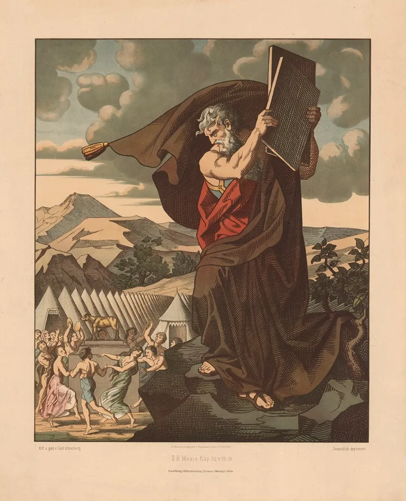 Moses Smashes The Tablets Of The Law Wall Art by Carl Ehrenberg - High-Resolution Digital Print