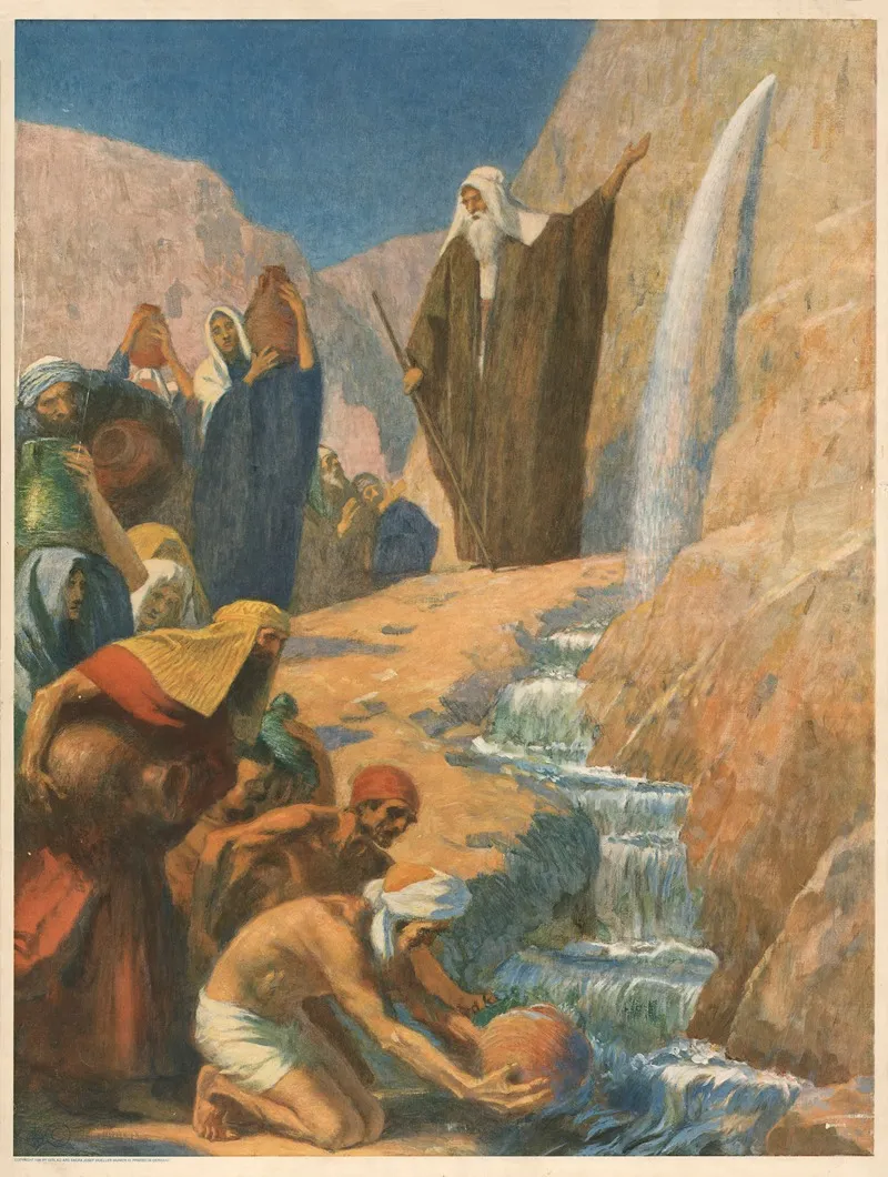 Moses Strikes The Rock For Water Wall Art by Gebhard Fugel - High-Resolution Digital Print