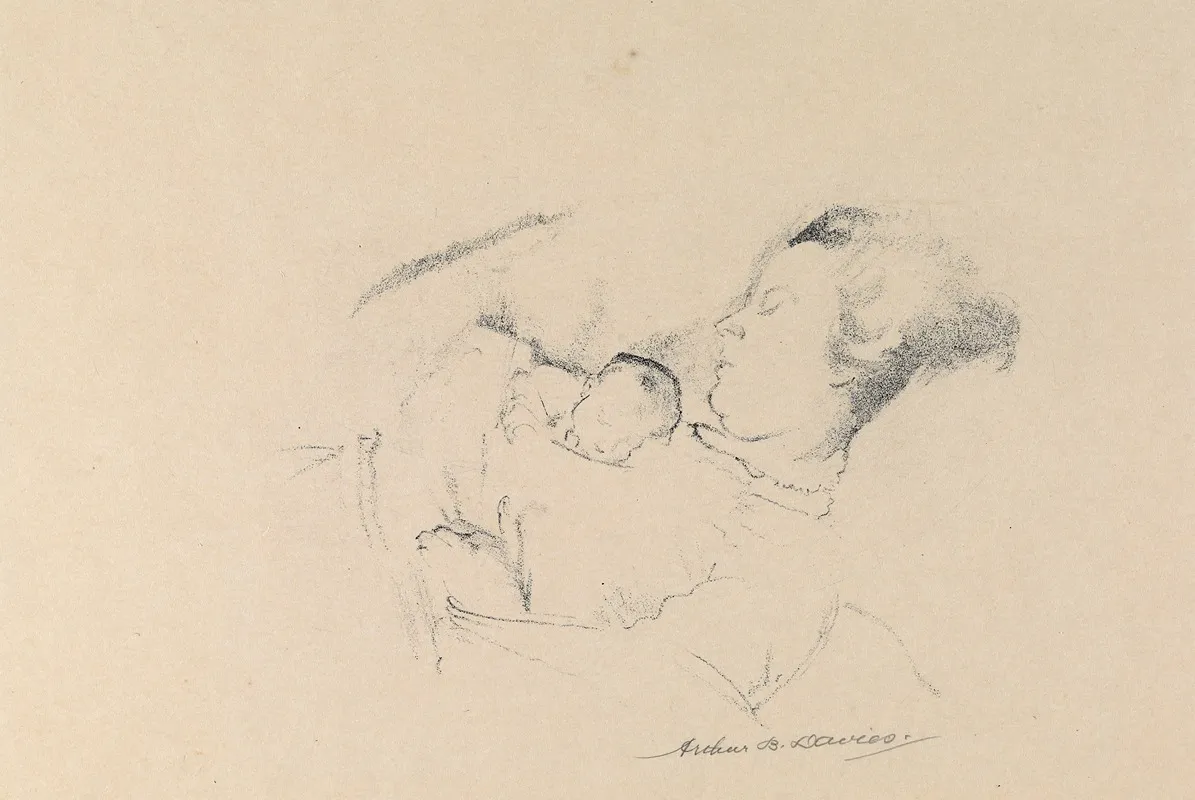 Mother And Child 26 Wall Art by Arthur Bowen Davies - High-Resolution Digital Print