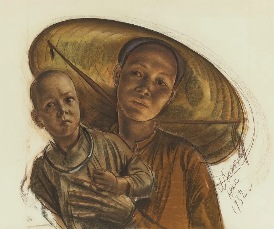 Mother And Child 27 Wall Art by Alexandre Jacovleff - High-Resolution Digital Print