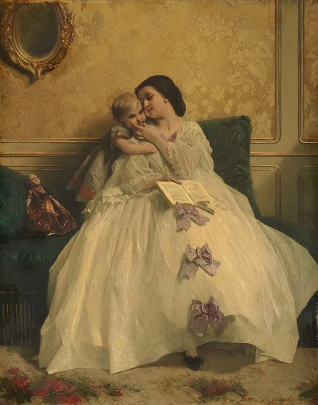 Mother And Child 48 Wall Art by Gustave Léonard de Jonghe - High-Resolution Digital Print