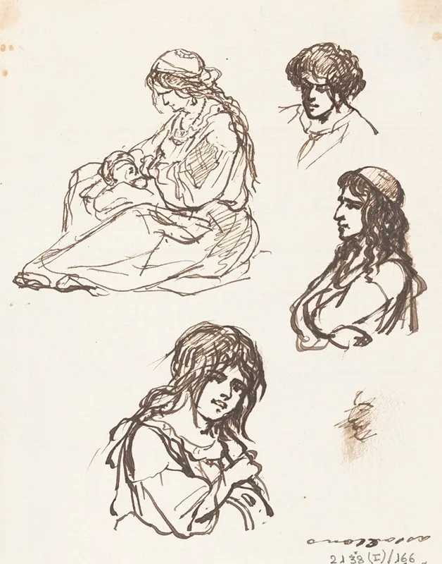 Mother And Child And Three Busts