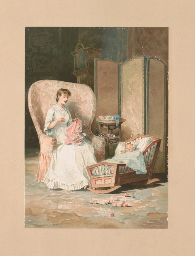 Mother Sitting In A Chair Sewing Wall Art by William Ladd Taylor - High-Resolution Digital Print