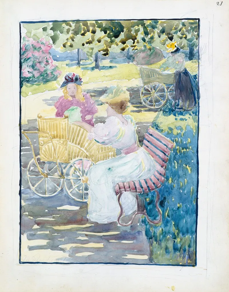 Mothers And Children In The Park Wall Art by Maurice Prendergast - High-Resolution Digital Print