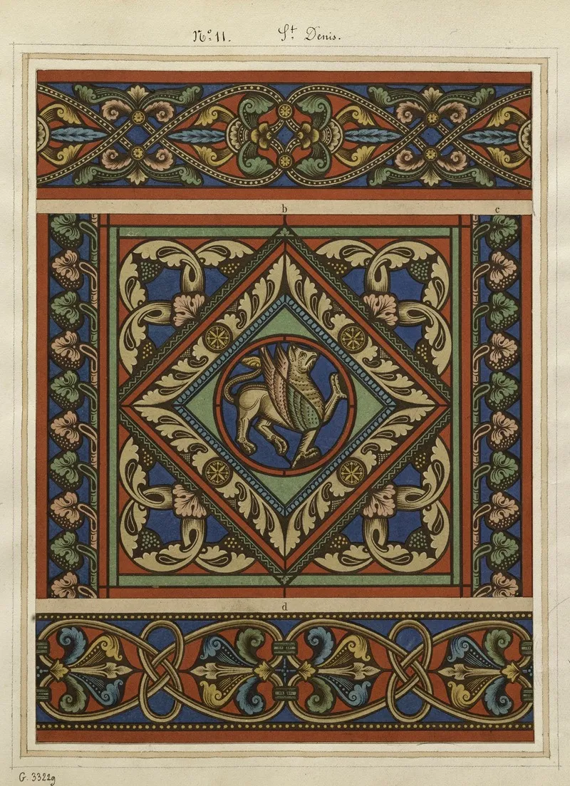 Motifs De Vitraux Pour Saint Denis Entrelacs Et Griffon Wall Art by Laurent Gsell - High-Resolution Digital Print