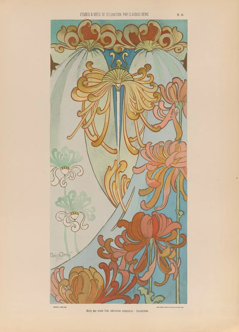 Motifs Pour Grande Frise Combinaisons Ornementales Chrysanthemes