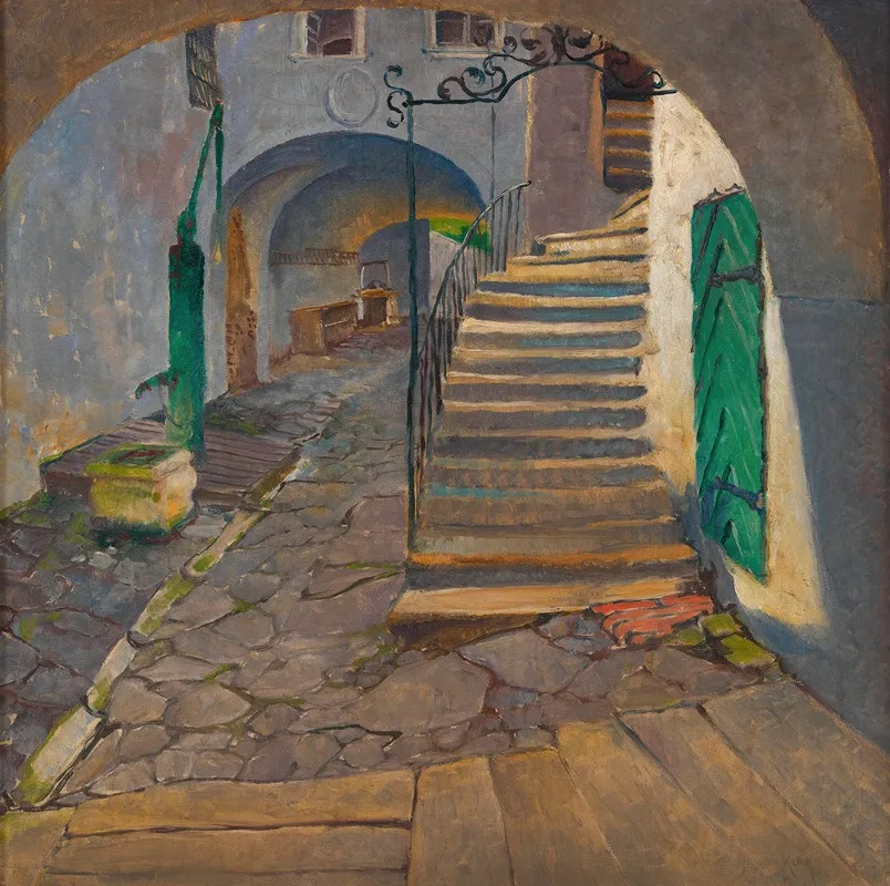Motiv Aus Grinzing Hof Des Hauses Himmelstrase 31 Wall Art by Alfred Keller - High-Resolution Digital Print