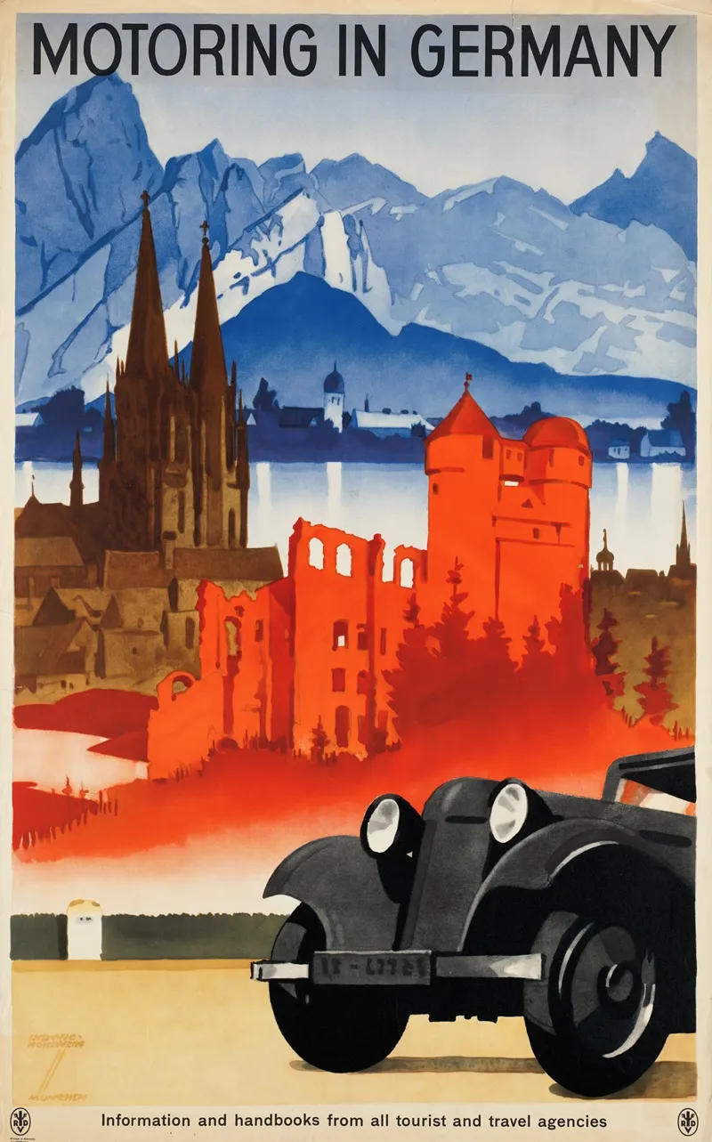 Motoring In Germany Wall Art by Ludwig Hohlwein - High-Resolution Digital Print