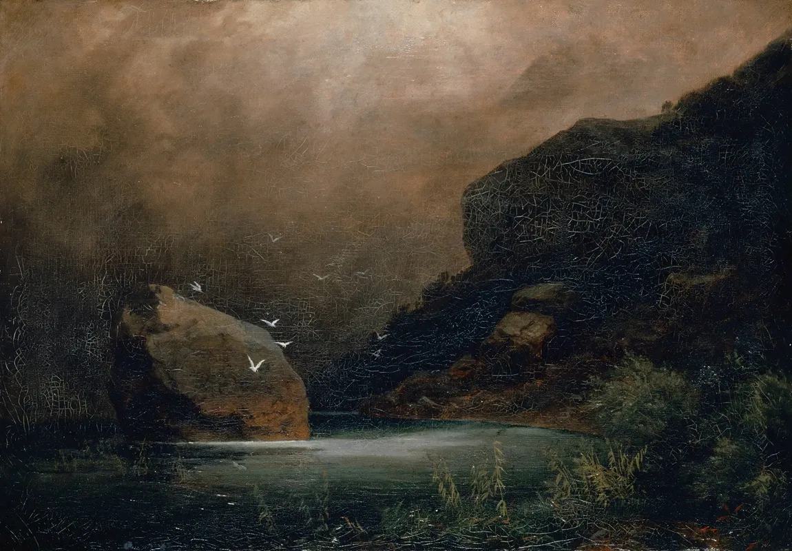 Mountain Lake With Seagulls Wall Art by Arnold Böcklin - High-Resolution Digital Print