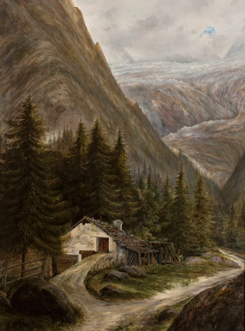Mountain Landscape With A Cottage Wall Art by Cyprian Lachnicki - High-Resolution Digital Print