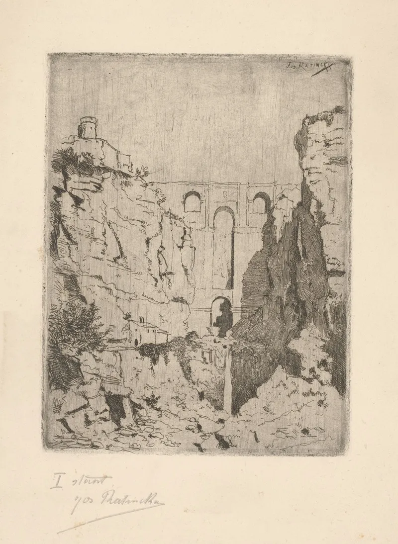 Mountain Landscape With A Ruin In A Gorge