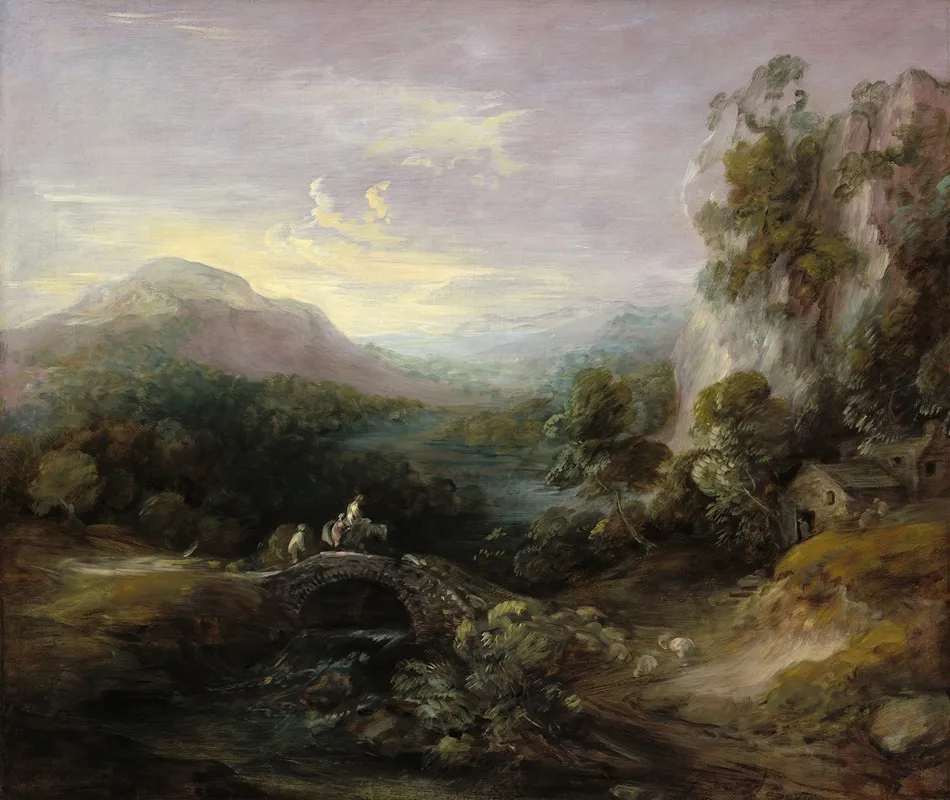 Mountain Landscape With Bridge Wall Art by Thomas Gainsborough - High-Resolution Digital Print