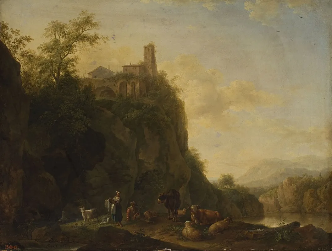 Mountain Landscape With Cattle Wall Art by Joseph Roos - High-Resolution Digital Print
