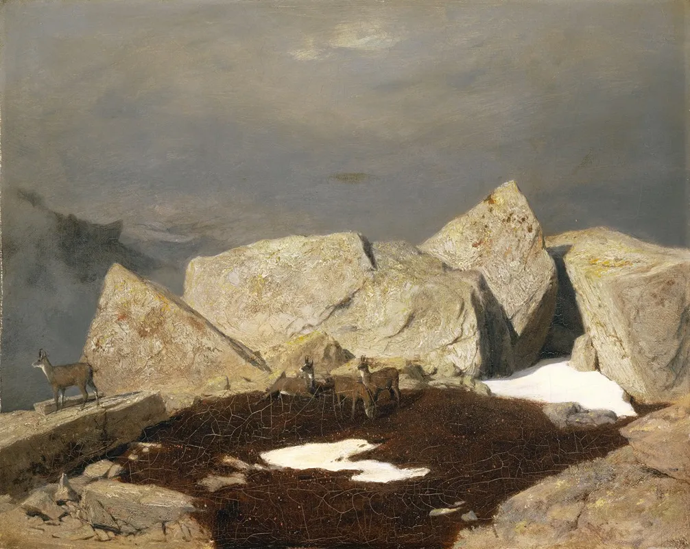 Mountain Landscape With Chamois Wall Art by Arnold Böcklin - High-Resolution Digital Print