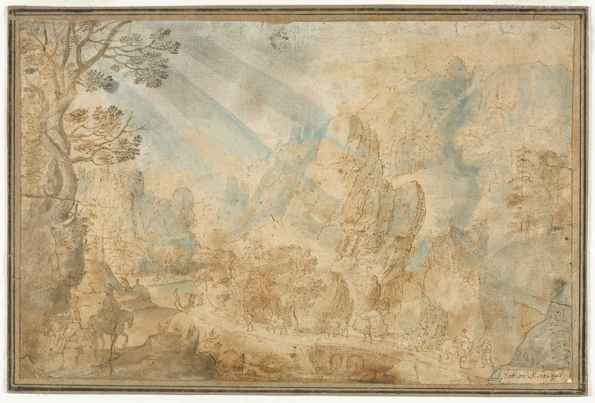 Mountain Landscape With Figures 2 Wall Art by Anton Mirou - High-Resolution Digital Print