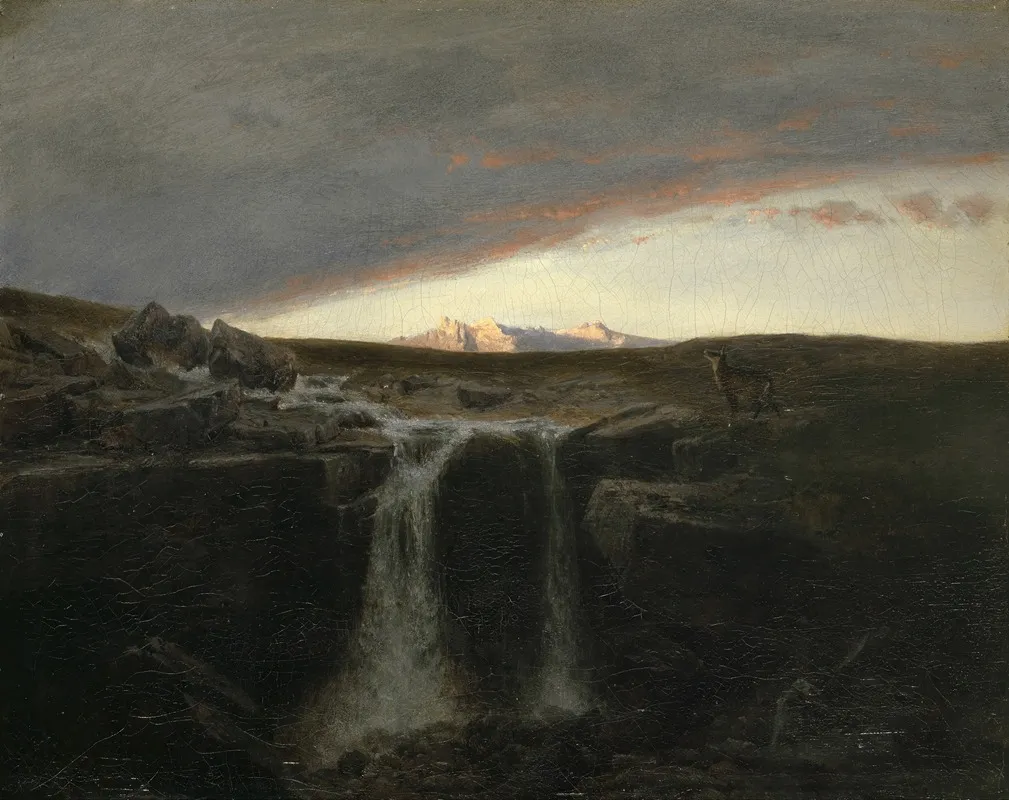 Mountain Landscape With Waterfall Wall Art by Arnold Böcklin - High-Resolution Digital Print