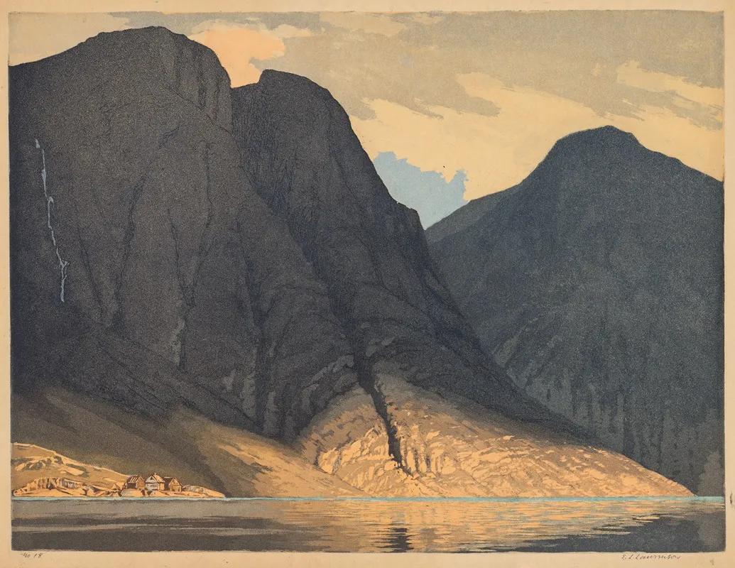 Mountain View With Water Wall Art by Edward Louis Laurenson - High-Resolution Digital Print
