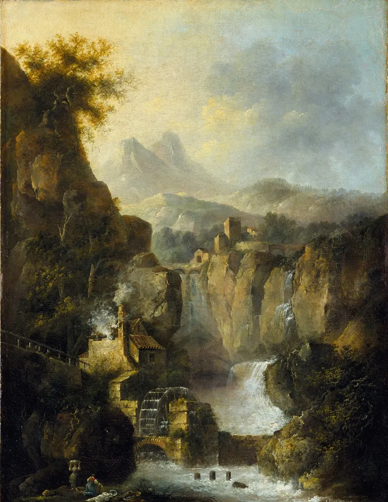 Mountainous Landscape With A Waterfall