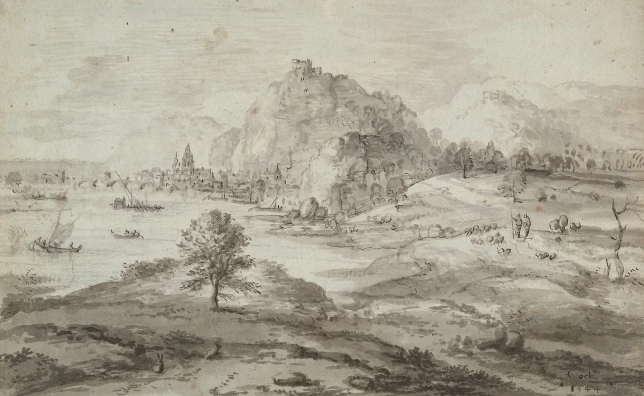 Mountainous Landscape With Harbor And City Wall Art by Matthys Cock - High-Resolution Digital Print