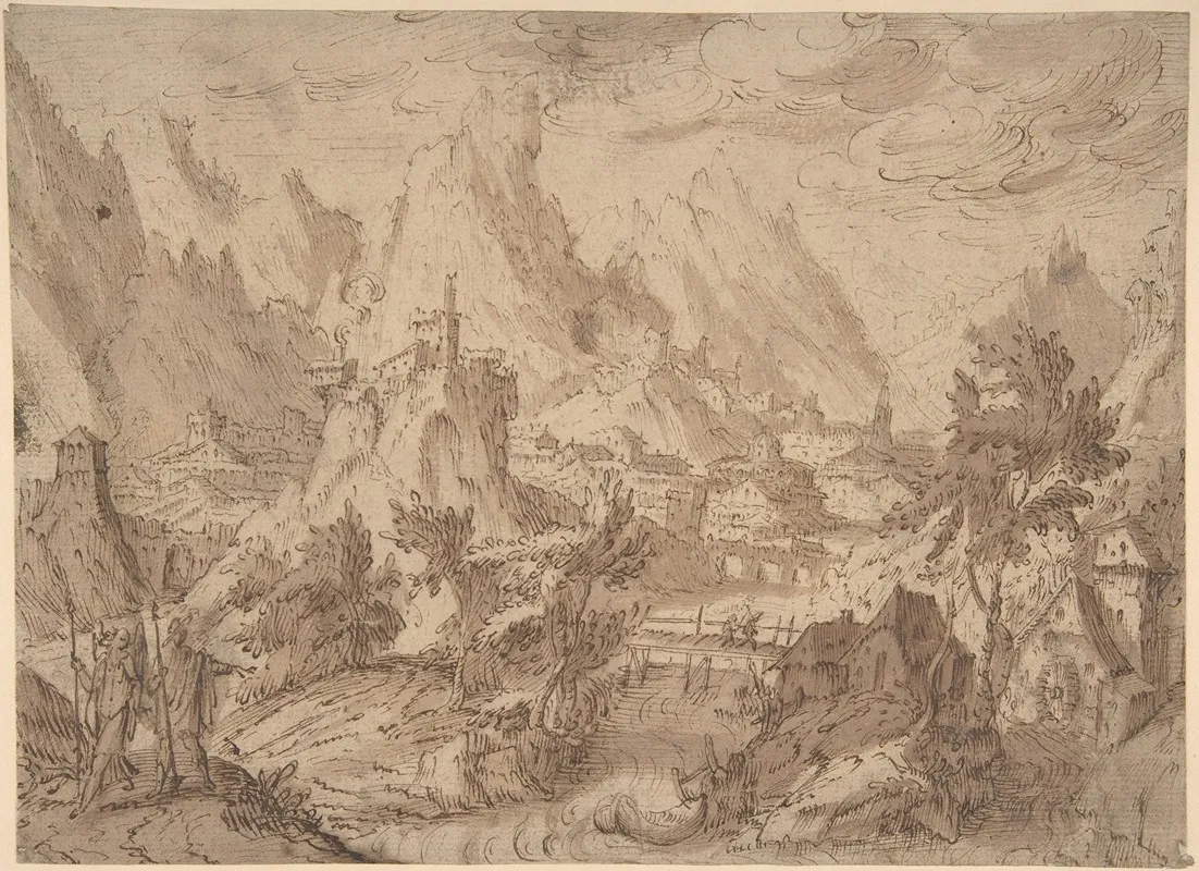 Mountainous Landscape With Tobias And The Angel Wall Art by Tobias Verhaecht - High-Resolution Digital Print