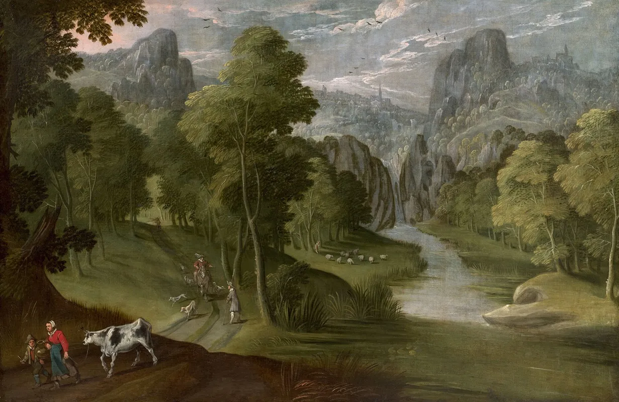 Mountainous Landscapes With Figures Wall Art by Tobias Verhaecht - High-Resolution Digital Print