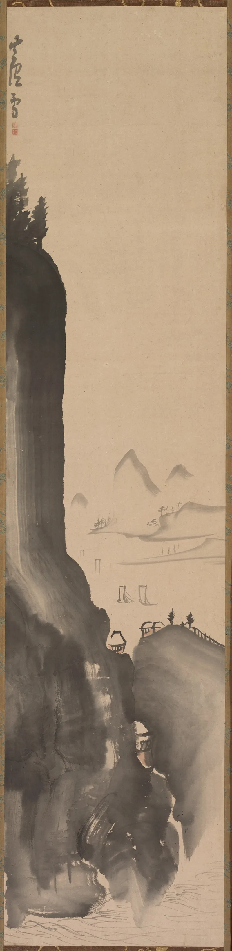 Mountains And Distant Boats Wall Art by Nagasawa Rosetsu - High-Resolution Digital Print