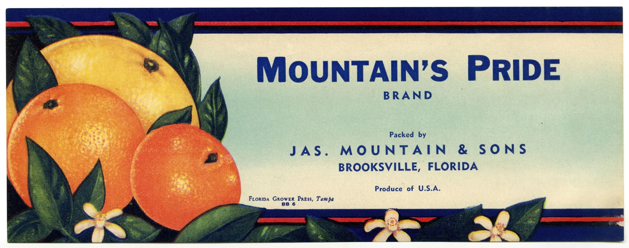 Mountains Pride Brand Citrus Label