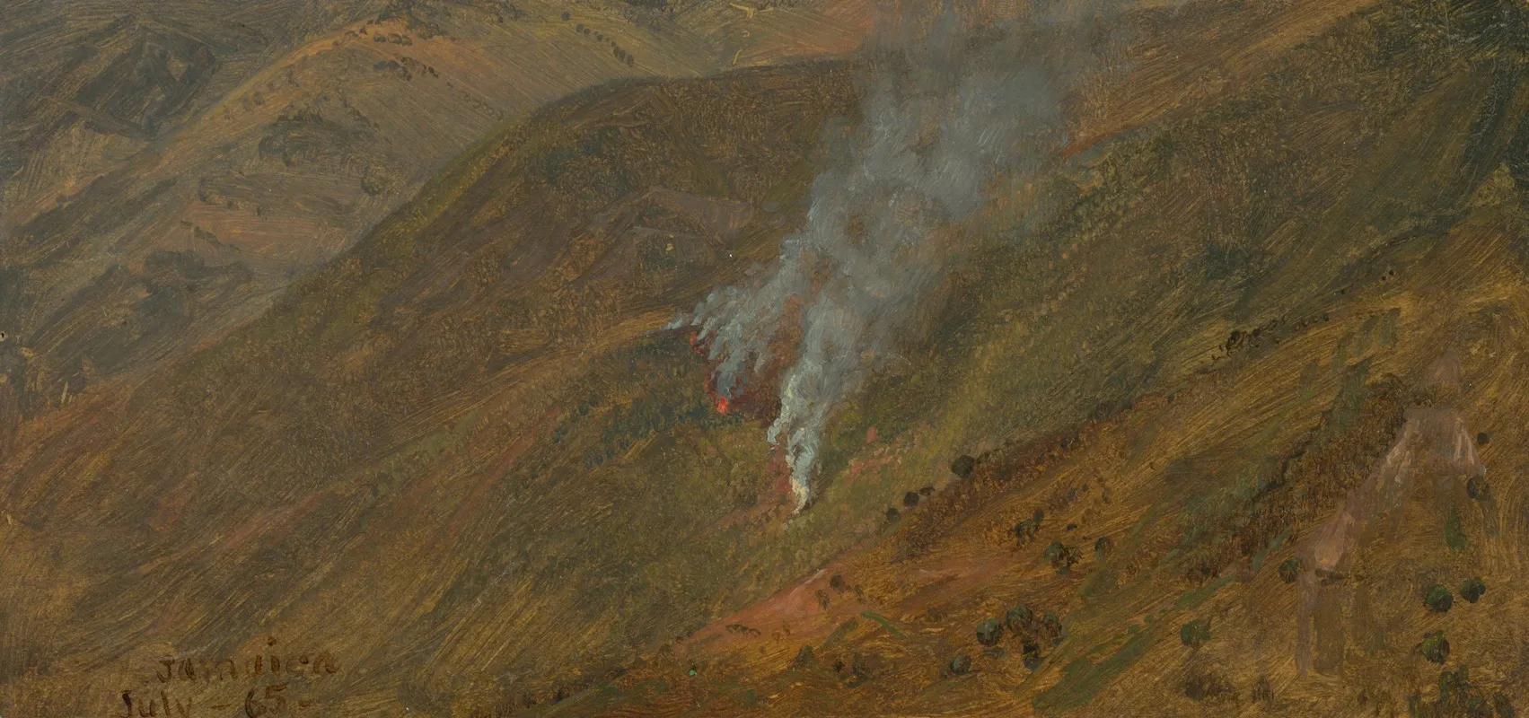 Mountainside With Brush Fire