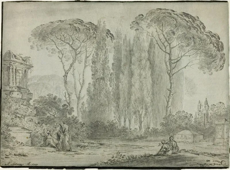 Mourners In A Graveyard