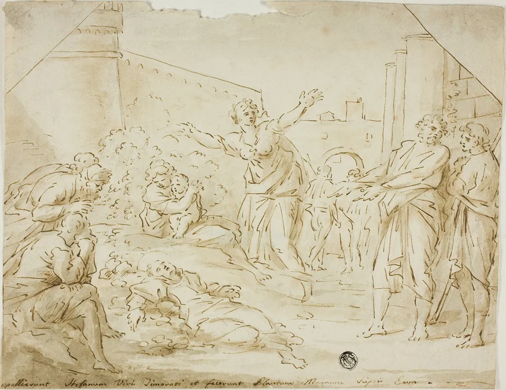 Mourning Over The Body Of Saint Stephen Wall Art by After Annibale Carracci - High-Resolution Digital Print
