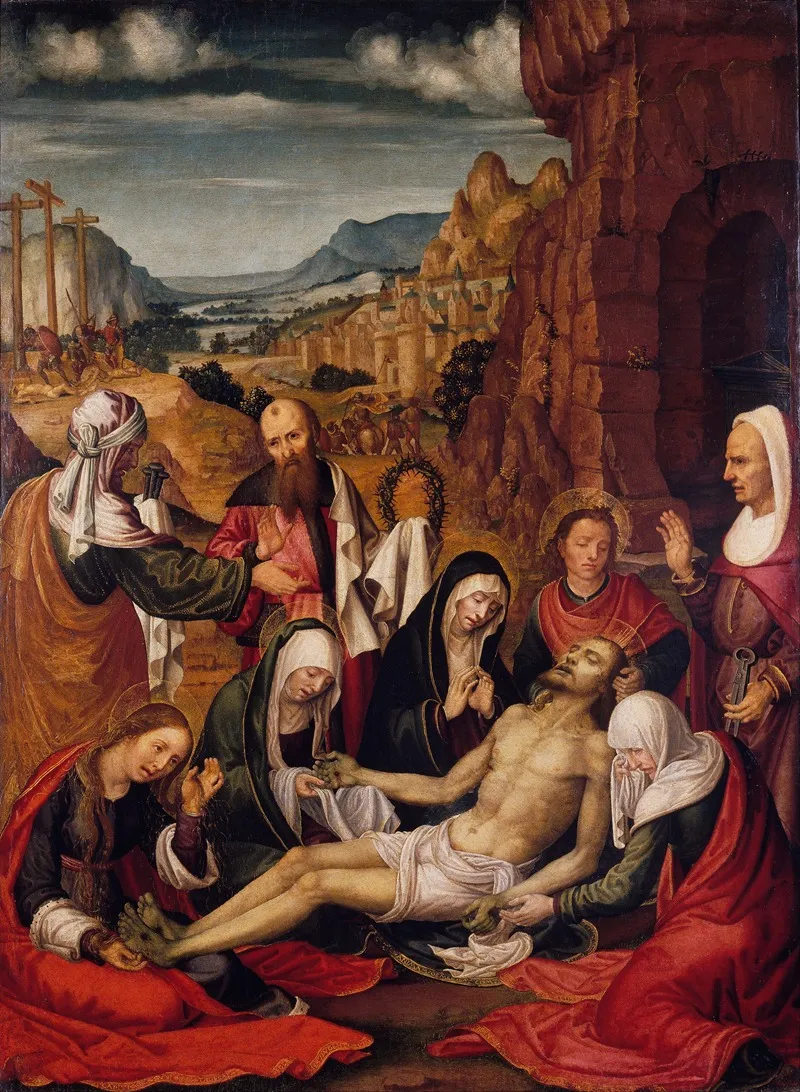 Mourning Over The Dead Body Of Christ Wall Art by Paolo da San Leocadio - High-Resolution Digital Print