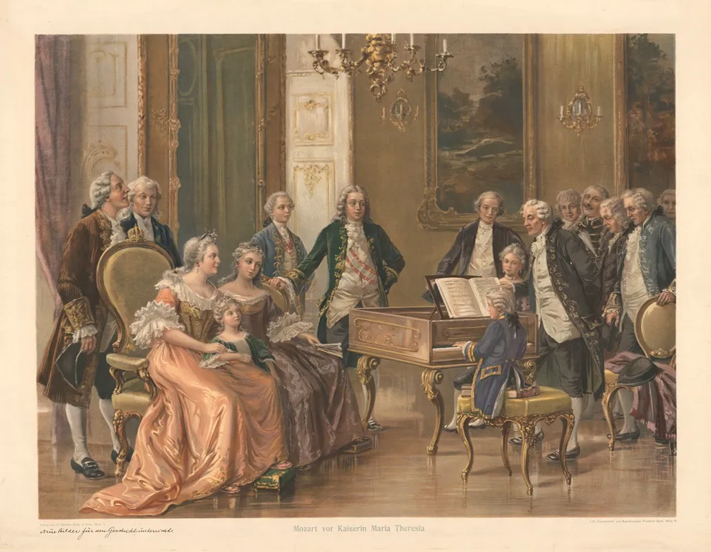 Mozart Performs Before Empress Maria Theresa Wall Art by Friedrich Sperl - High-Resolution Digital Print