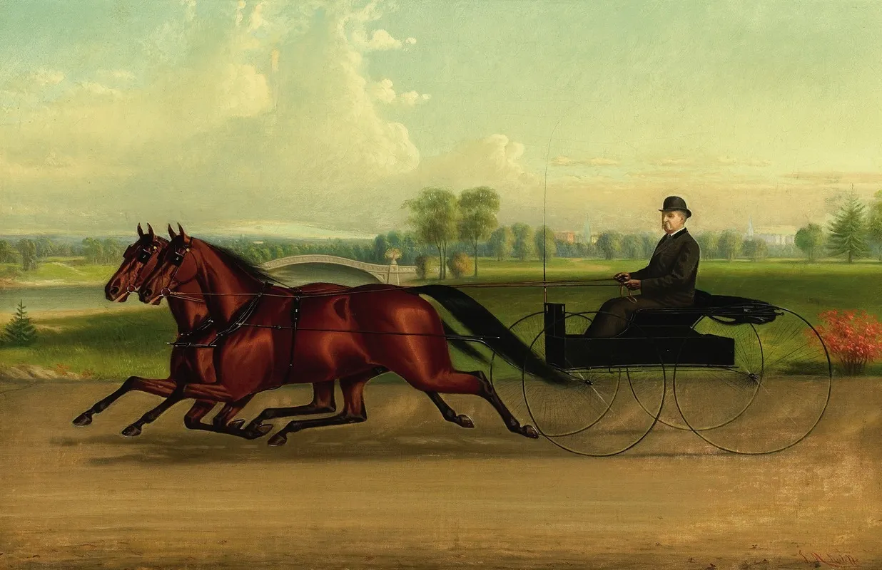 Mr Kip Driving A Pair Of Trotters Wall Art by John J. Mcauliffe - High-Resolution Digital Print