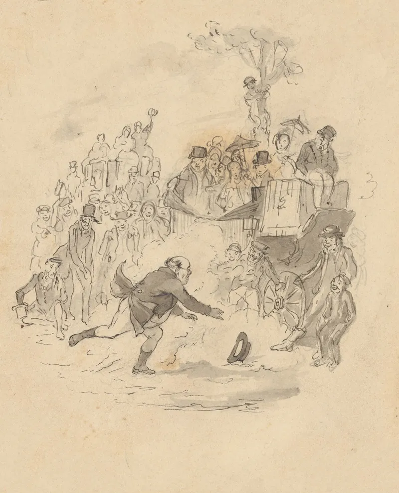 Mr Pickwick In Chase Of His Hat Wall Art by Robert Seymour - High-Resolution Digital Print