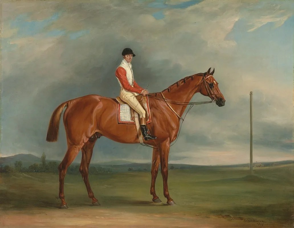 Mr Sadlers Dangerous A Chestnut Racehorse With Chapple Up Wall Art by John Ferneley - High-Resolution Digital Print