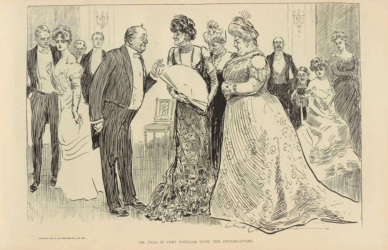 Mr Tagg Is Very Popular With The Dinner Givers Wall Art by Charles Dana Gibson - High-Resolution Digital Print