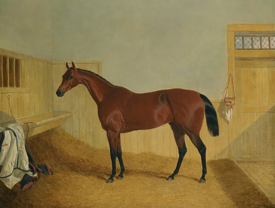Mr William Ordes Bay Filly Beeswing In A Stable Wall Art by John Frederick Herring Snr. - High-Resolution Digital Print