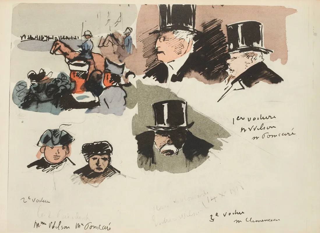 Mr Wilson M Poincare Mme Wilson Mme Poincare Mr Clemenceau 14 Octobre 1918 Wall Art by Paul Goute - High-Resolution Digital Print
